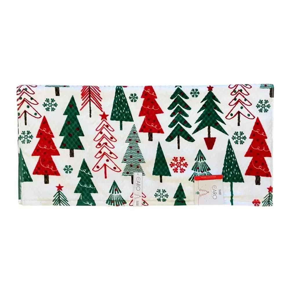Caro Home Christmas Tree & Snowflakes Bath Towels Set of 2 Holiday Bath New